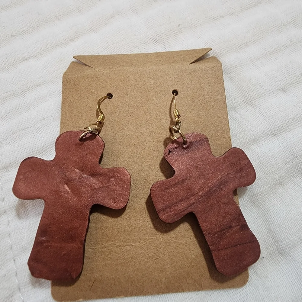 Handmade Floral Cross Earrings